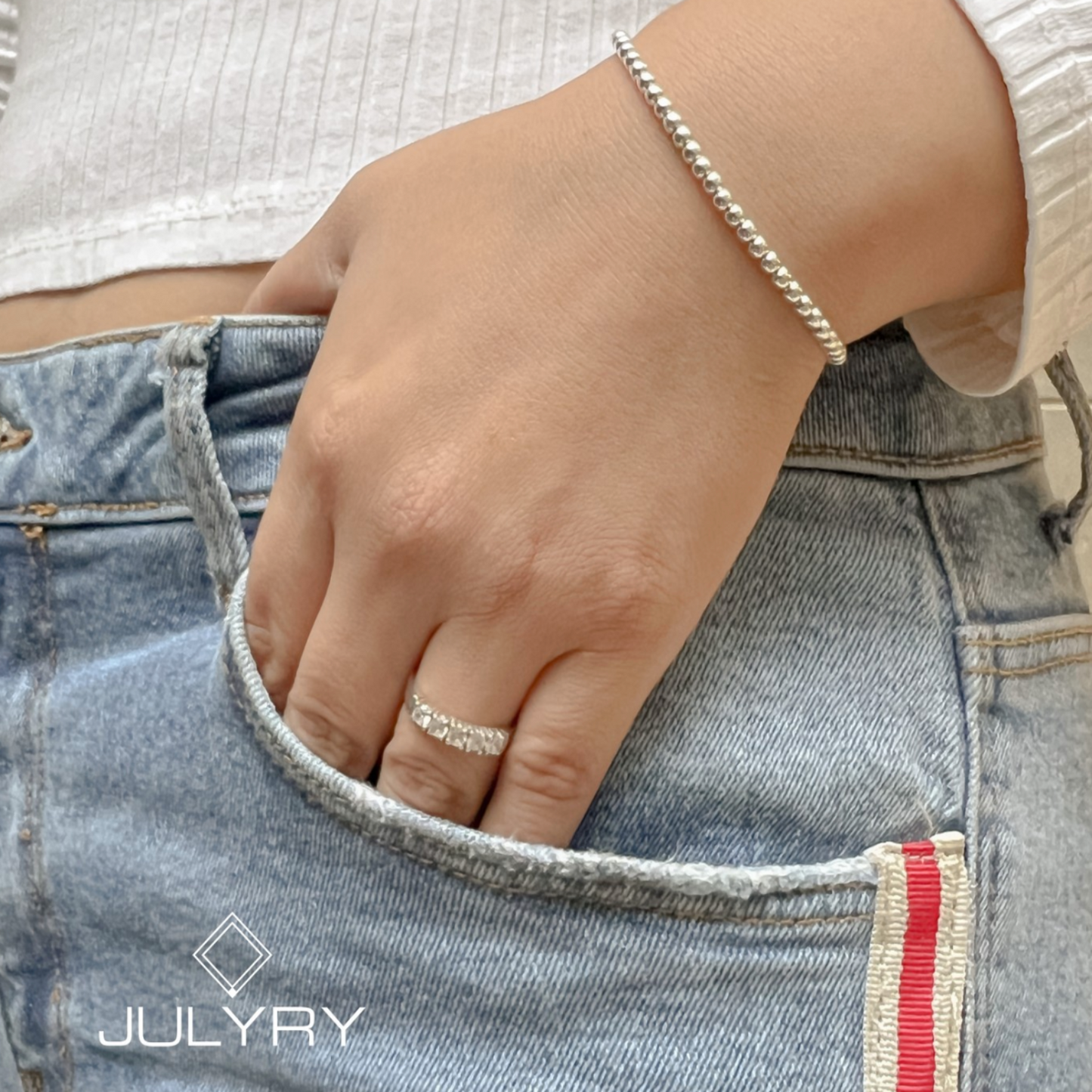 Anillo promesa con 5 circones en plata 925/950