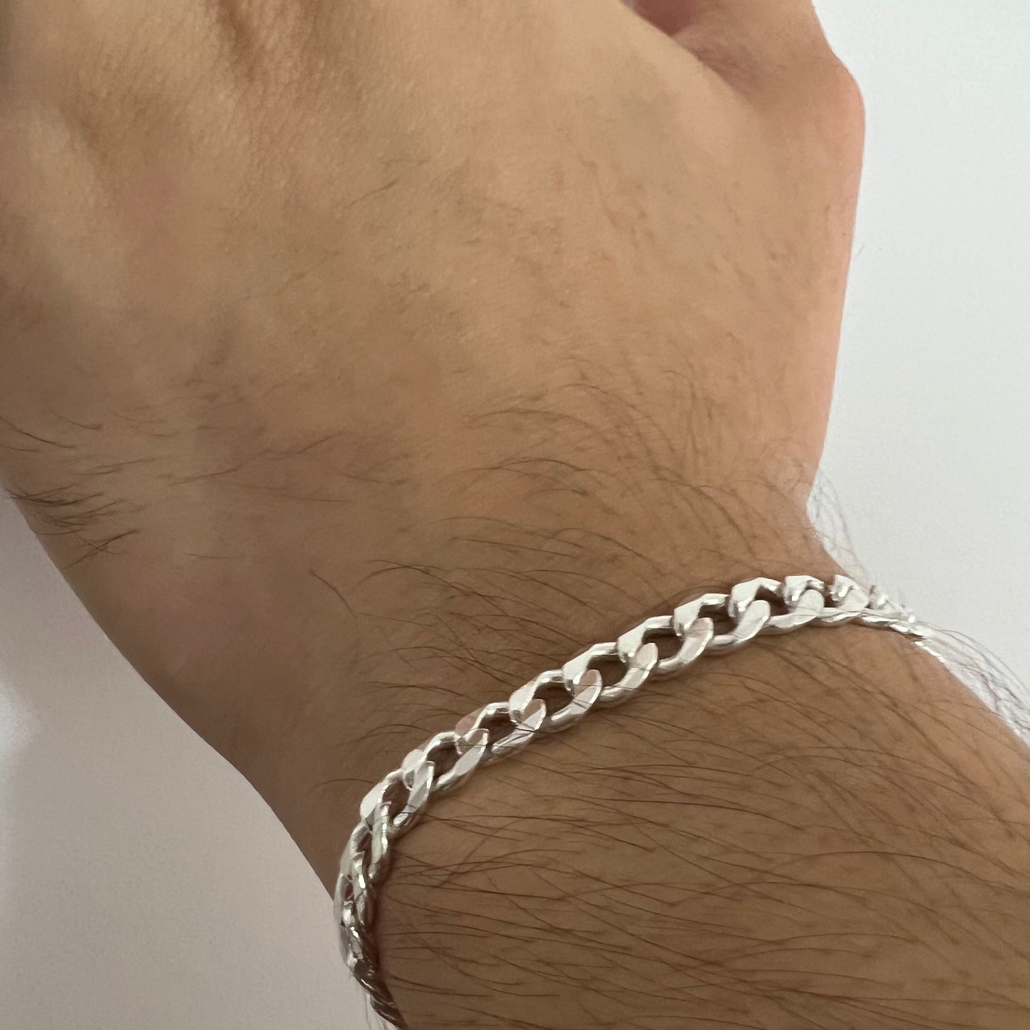 Pulsera lomo de corvina 4mm en plata 925/950