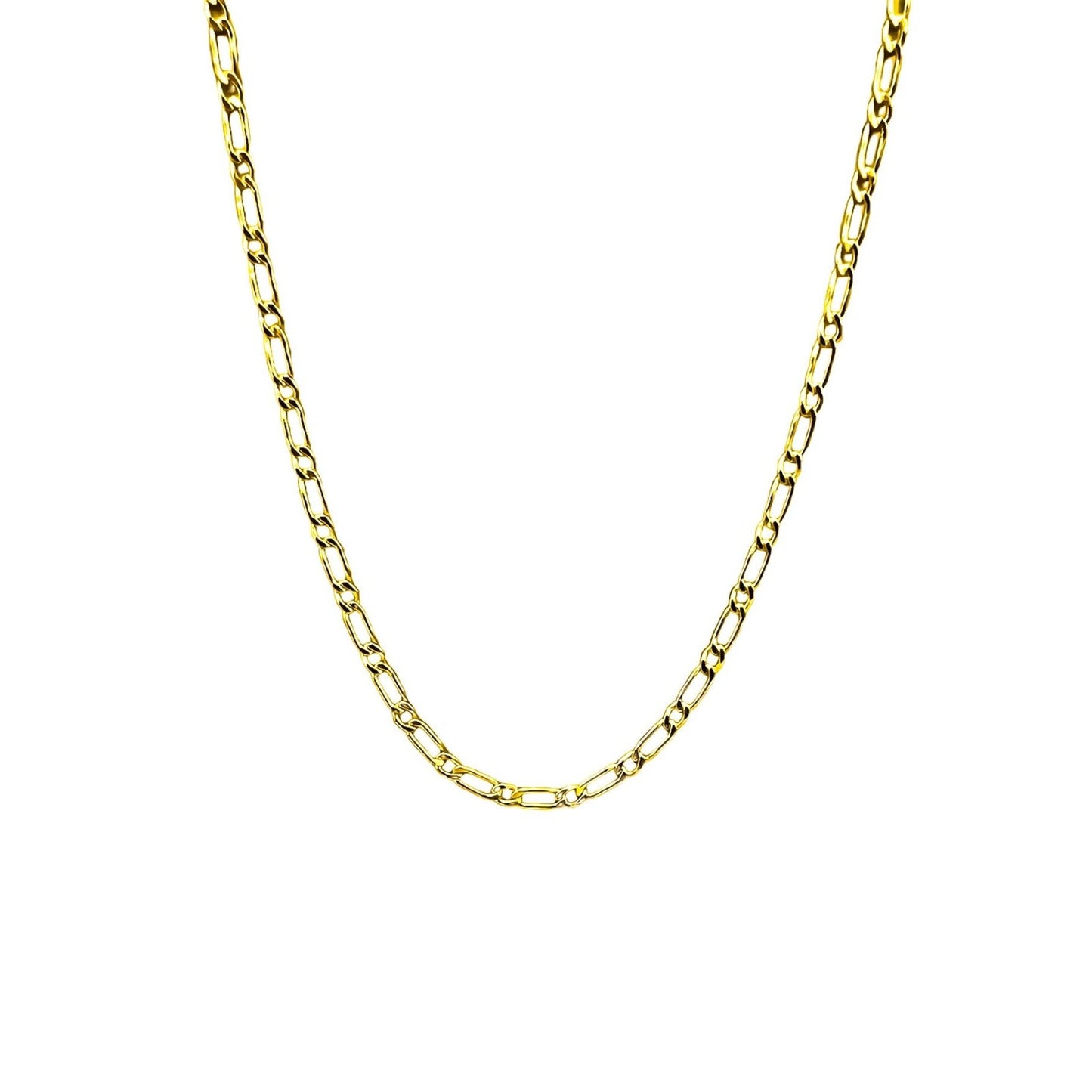 Cadena fígaro en plata 925/950 enchapada en oro de 18k