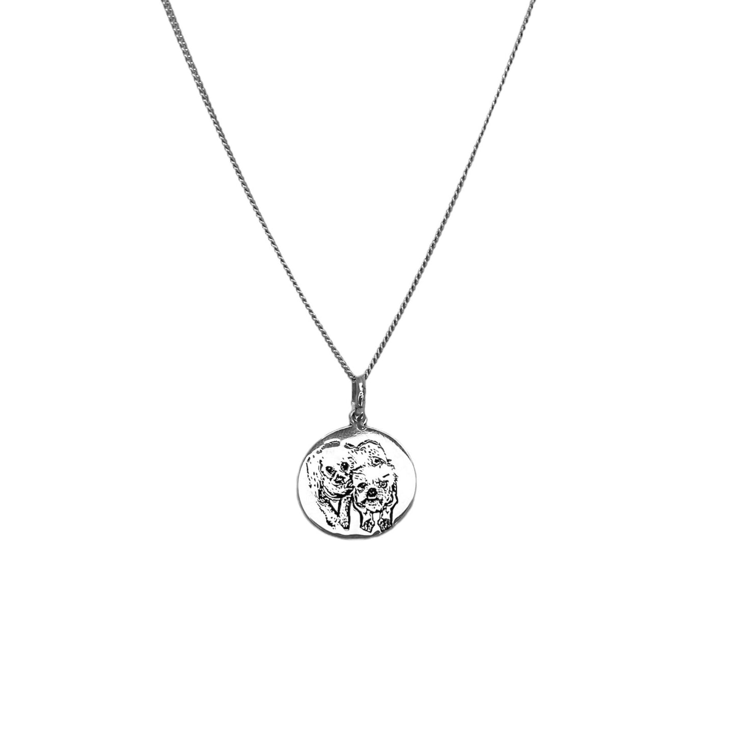 Collar fotograbado personalizado circular en plata 925/950