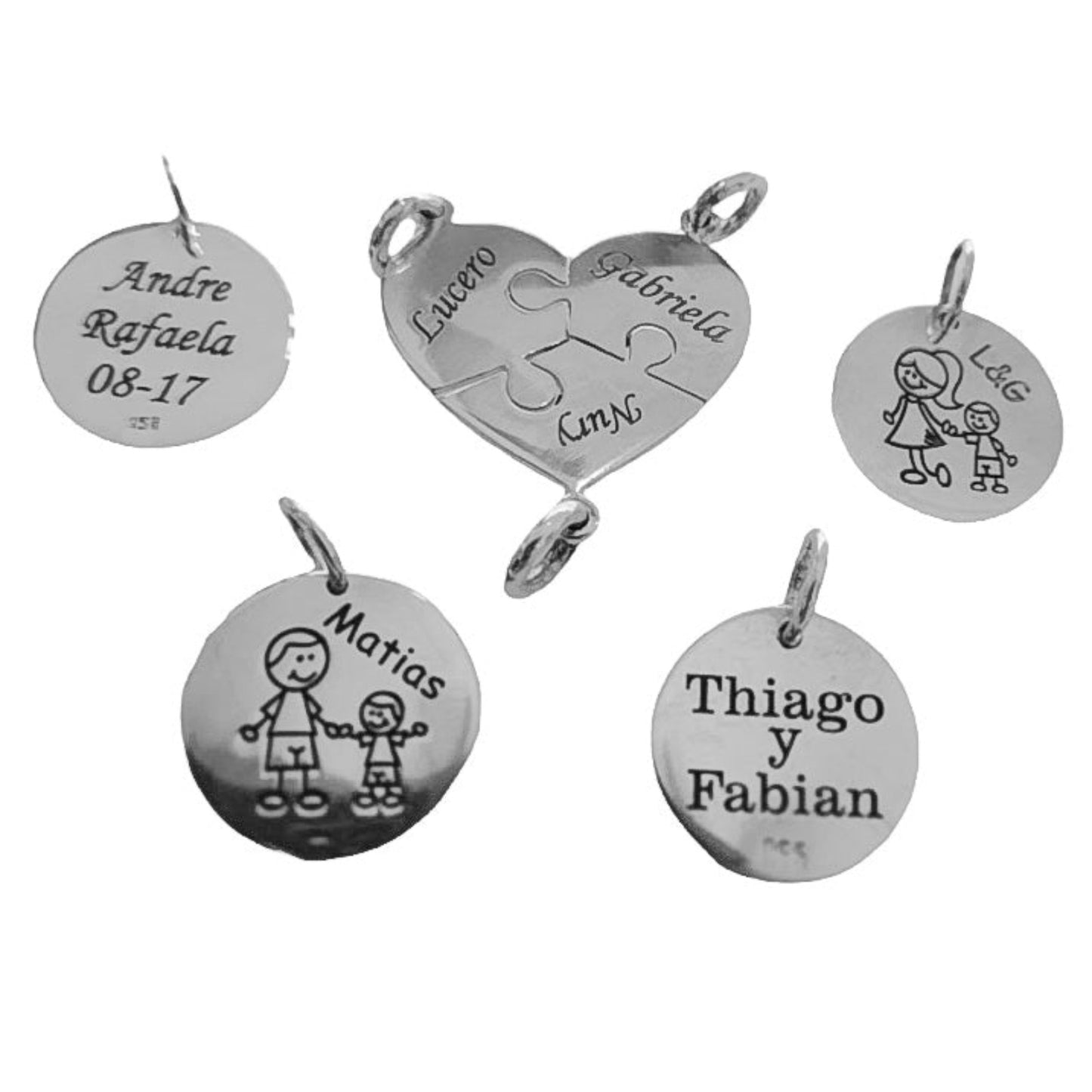 Collar fotograbado personalizado circular en plata 925/950