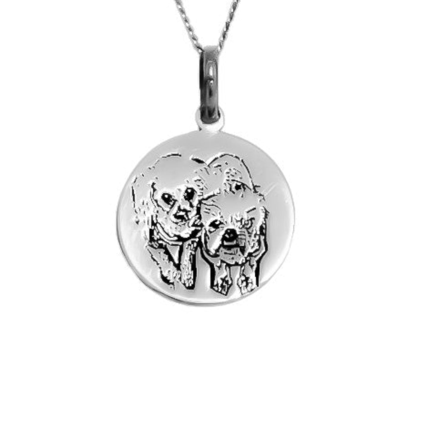 Collar fotograbado personalizado circular en plata 925/950