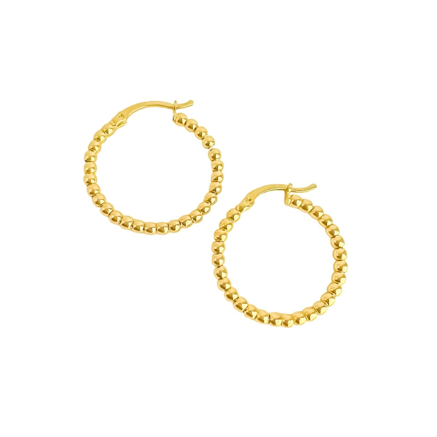 Argollas de bolitas en plata 925/950 enchapadas en oro de 18k