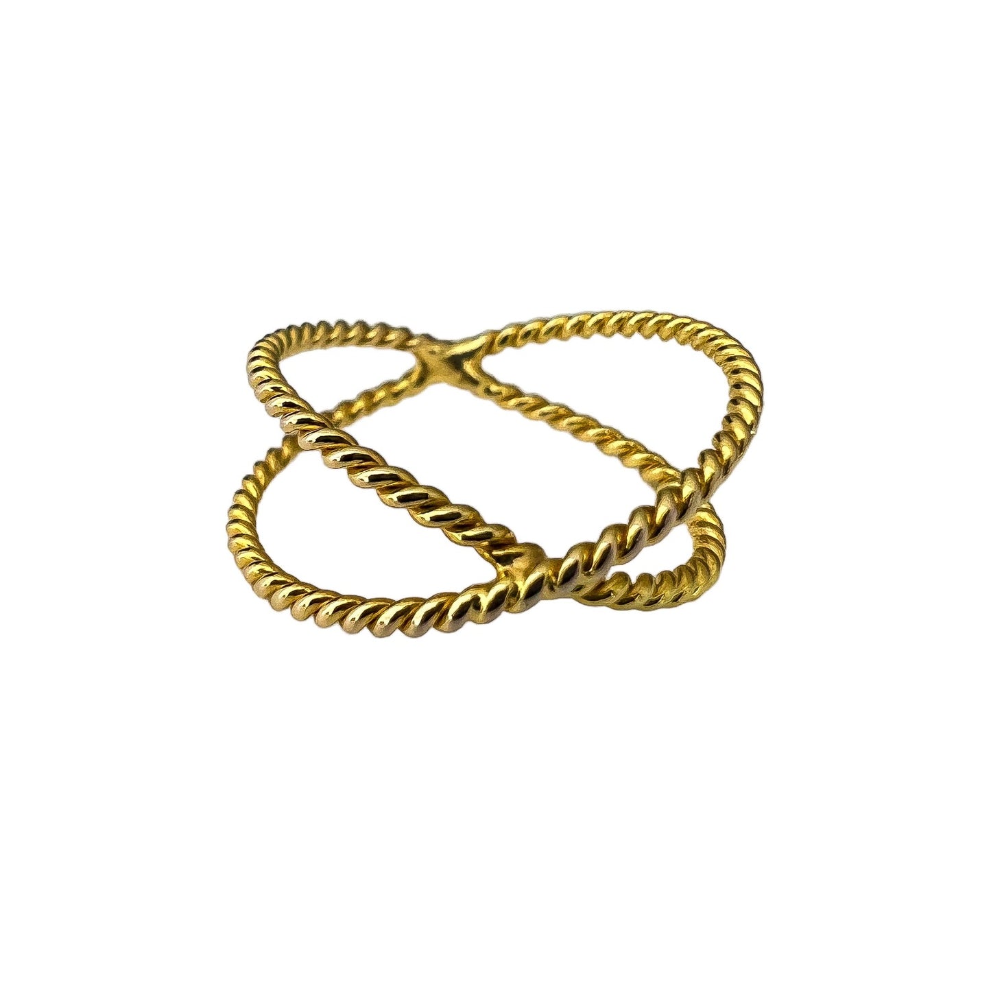 Anillo átomo entorchado enchapado en oro de 18k