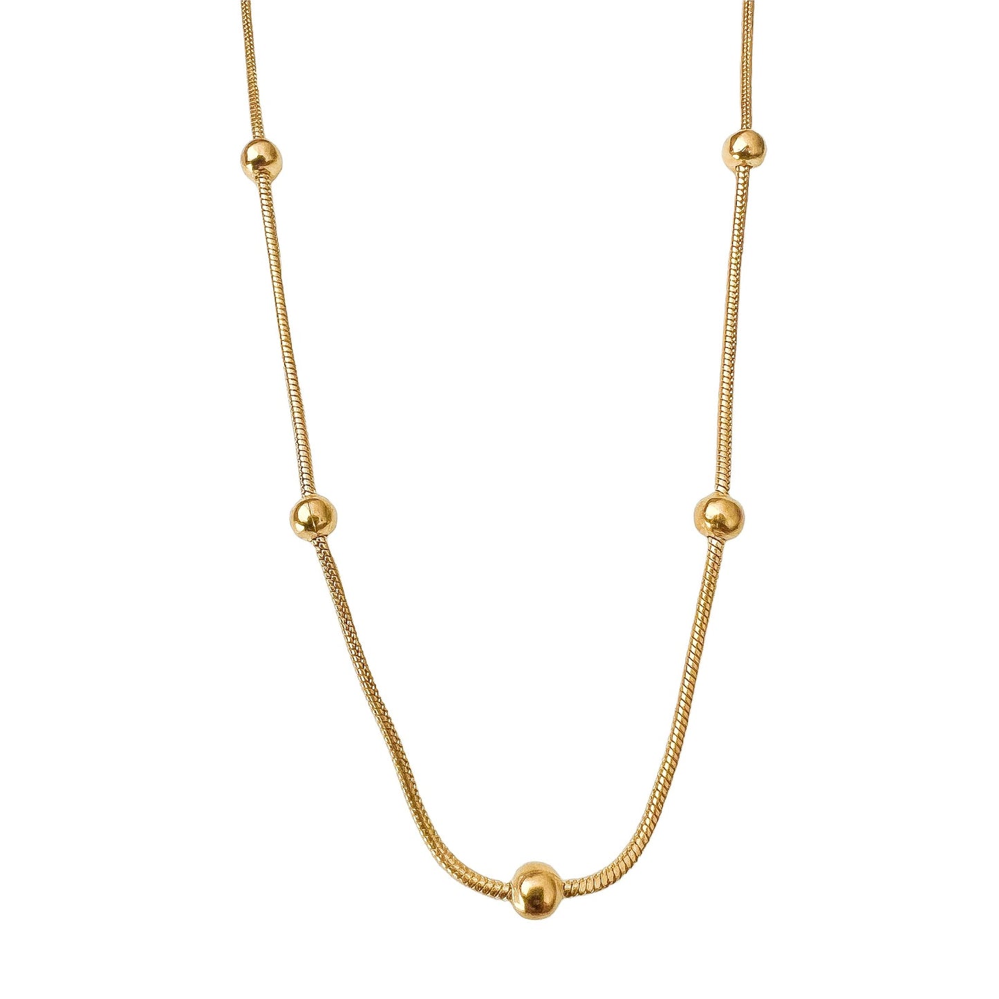 Collar de bolas con separación enchapado en oro de 18k