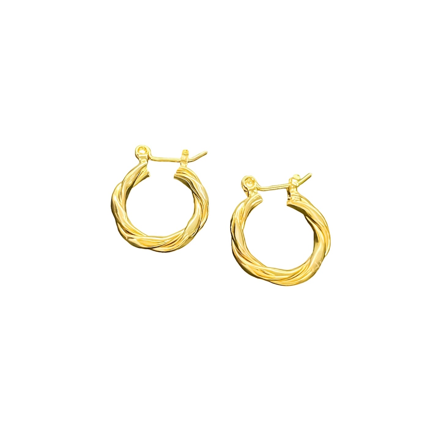 Argollas trenzadas en plata 925/950 enchapadas en oro de 18k