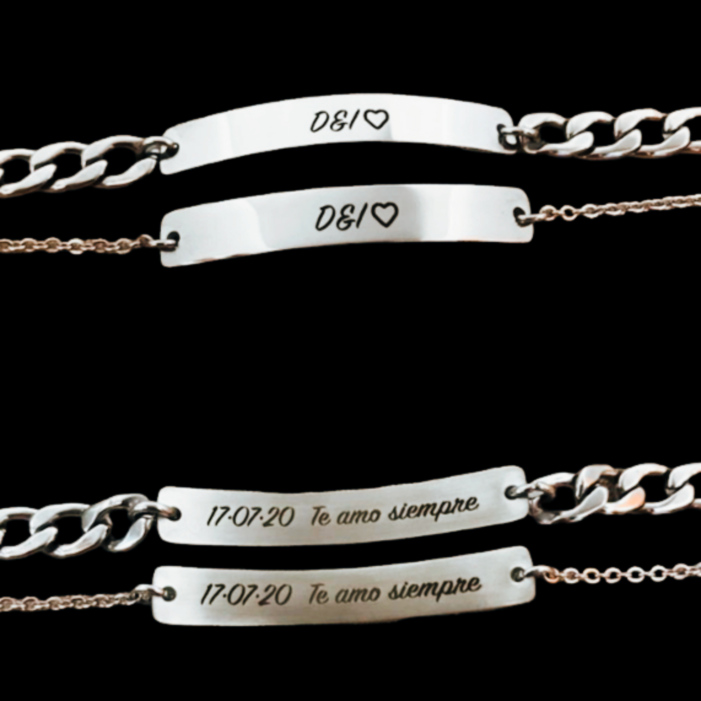 Pulseras para pareja en plata 925/950