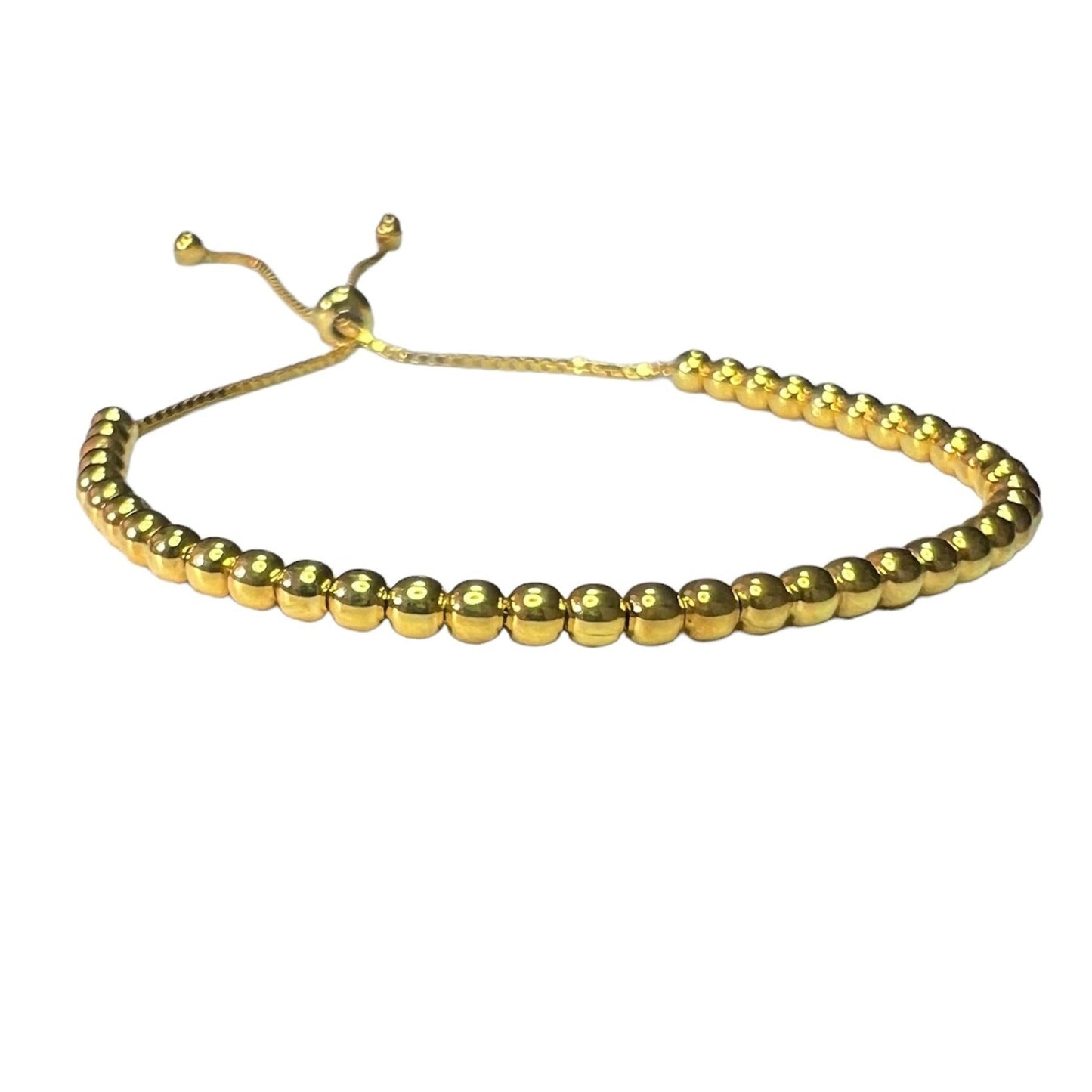 Pulsera bolitas regulable en plata 925/950 enchapada en oro de 18k