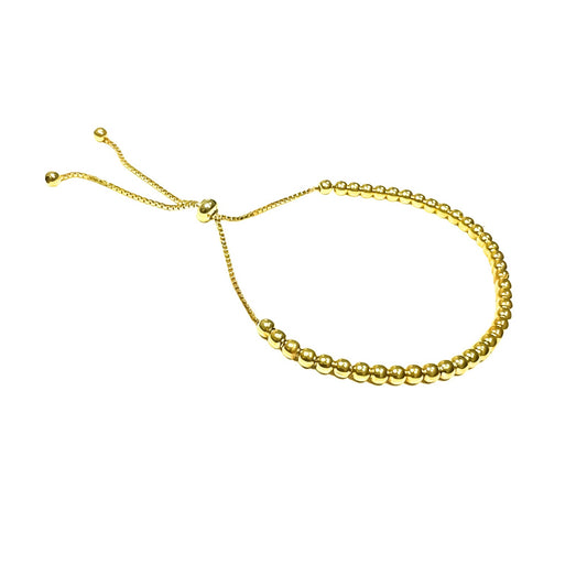 Pulsera bolitas regulable en plata 925/950 enchapada en oro de 18k