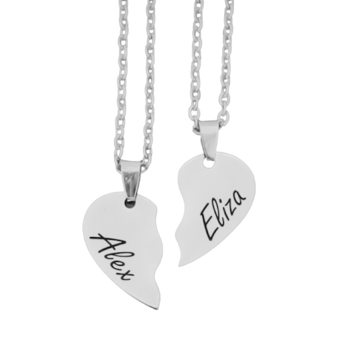 Collar corazón para pareja en plata 925/950