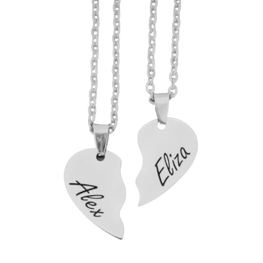 Collar corazón para pareja en plata 925/950