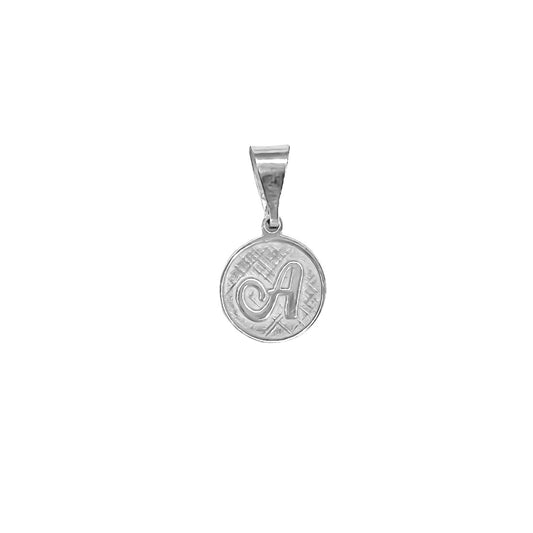 Dije placa circular con letra personalizado en plata 925/950