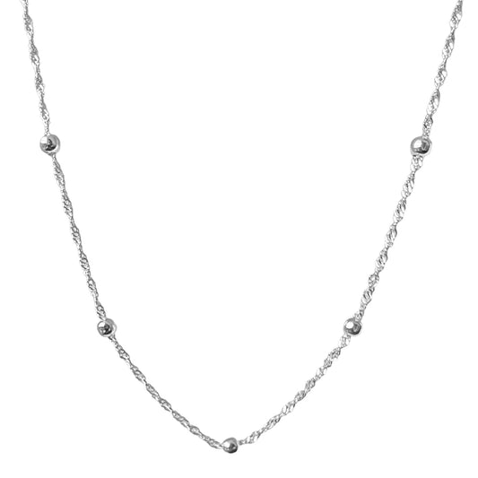 Cadena bolitas separadas en plata 925/950