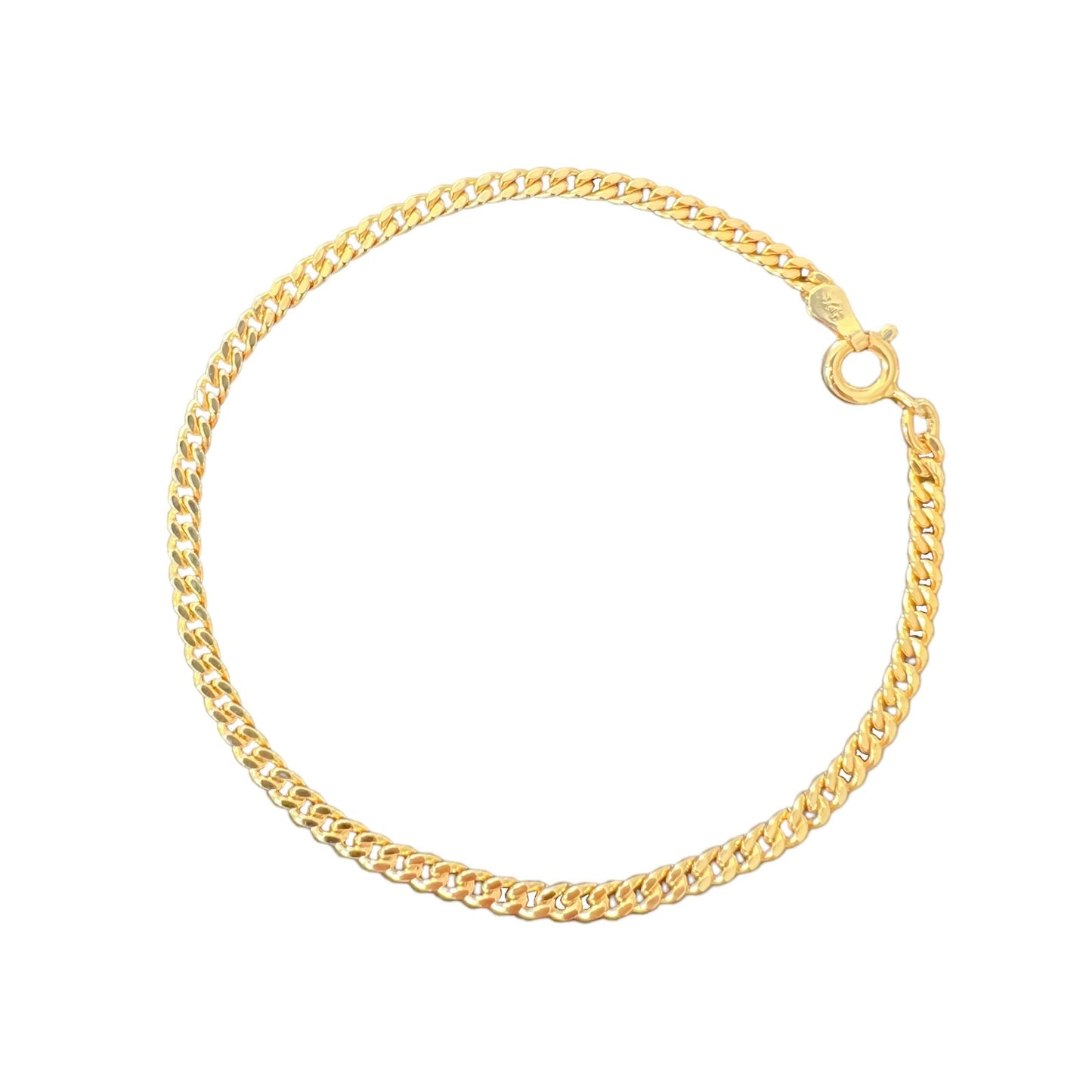 Pulsera pancer 3mm en plata 925/950 enchapada en oro de 18k