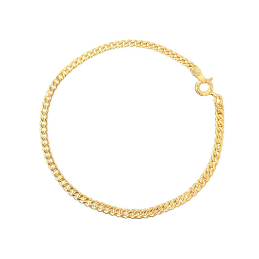 Pulsera pancer 3mm en plata 925/950 enchapada en oro de 18k