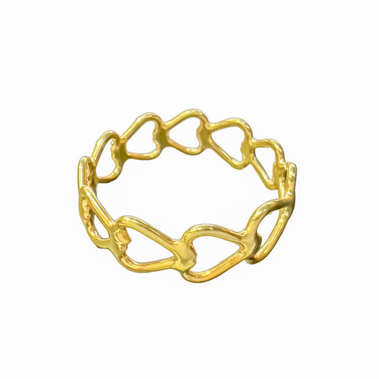 Anillo corazón lado en plata 925/950 enchapado en oro de 18k