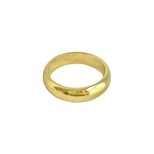 Anillo media caña en plata 925/950 enchapado en oro de 18k