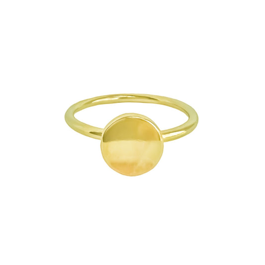 Anillo minimalista circular en plata 925/950 enchapado en oro de 18k