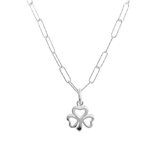 Collar eslabones y trébol en plata 925/950