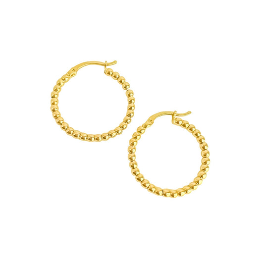 Argollas de bolitas en plata 925/950 enchapadas en oro de 18k