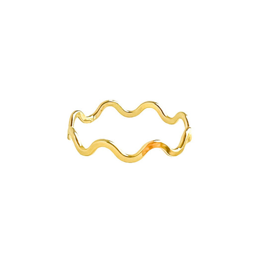 Anillo ondas en plata 925/950 enchapado en oro de 18k