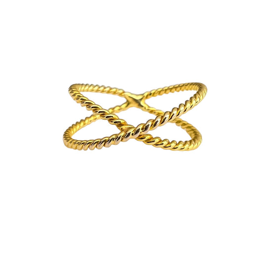 Anillo átomo entorchado enchapado en oro de 18k