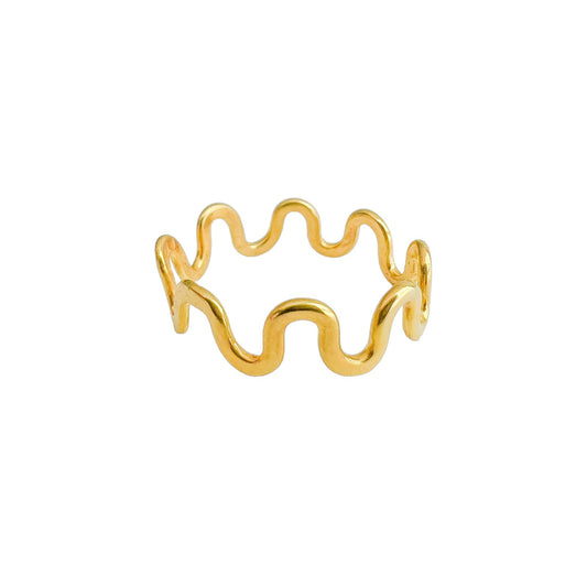 Anillo ondas enchapado en oro de 18k