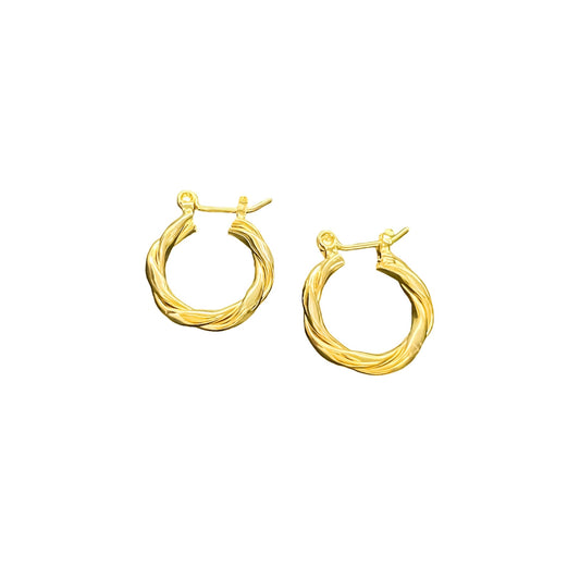 Argollas trenzadas en plata 925/950 enchapadas en oro de 18k