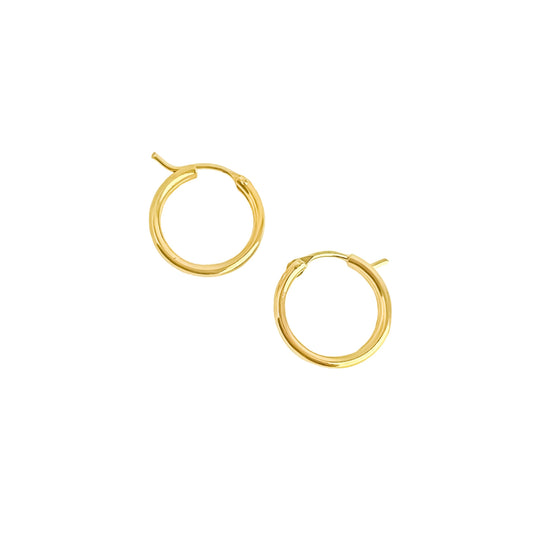 Argollas lisas en plata 925/950 enchapadas en oro de 18k