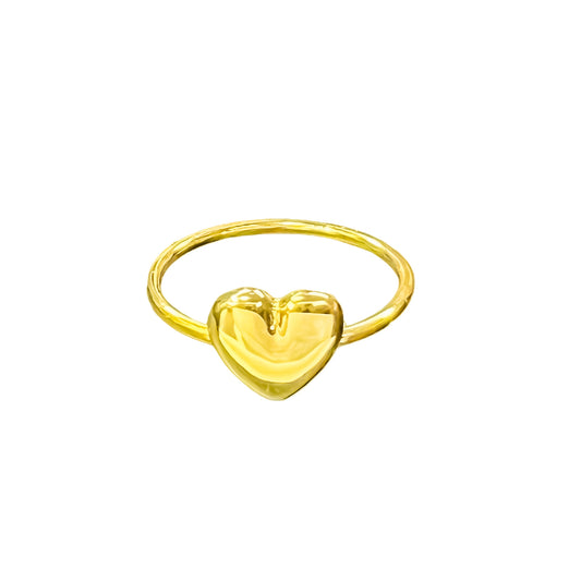 Anillo corazón bombita en plata 925/950 enchapado en oro de 18k
