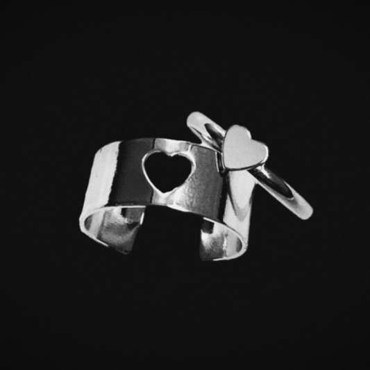 Anillos corazón unido para pareja en plata 925/950