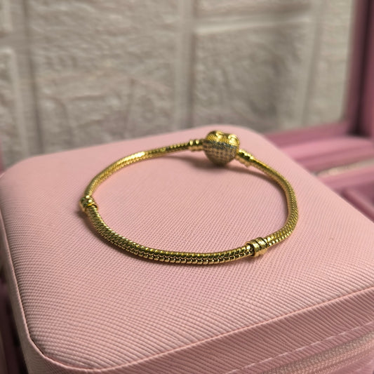 Pulsera corazón doble en acero inoxidable